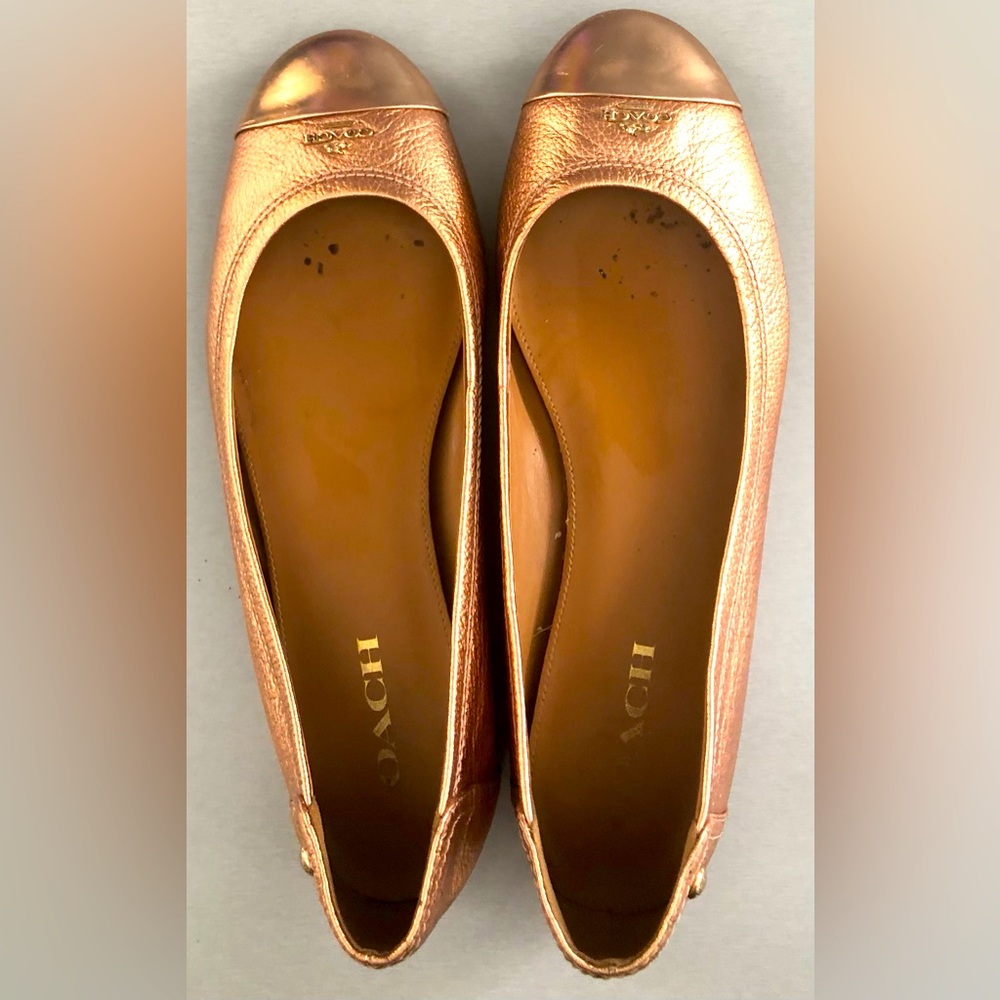 Ladies size 8.5 rose gold Coach flats